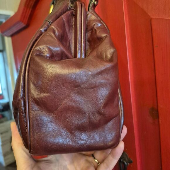 Vintage 60s  ETIENNE AIGNER Kisslock Handmade Leather Satchel Handbag RARE HTF - Picture 6 of 12